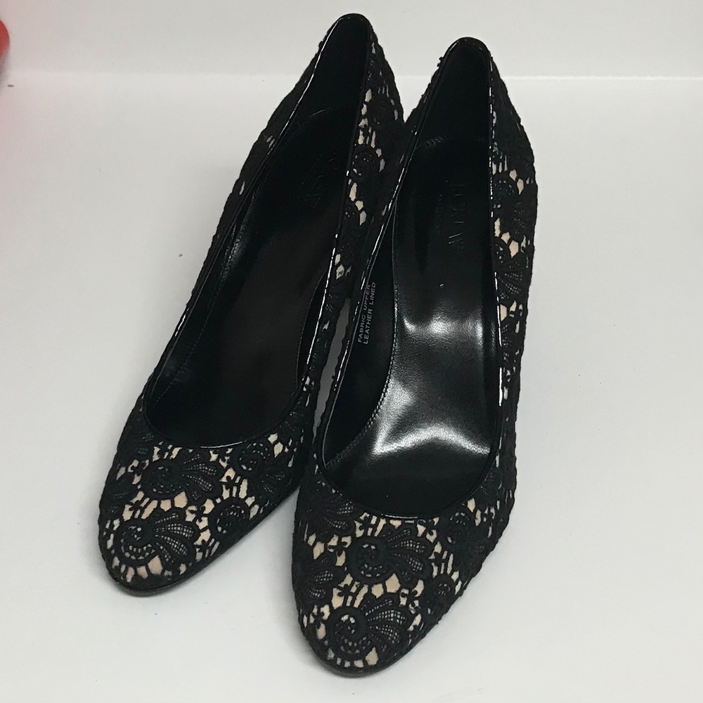 NEW in Box J. Crew Collection Black Lace Luciana Pumps, Made in Italy